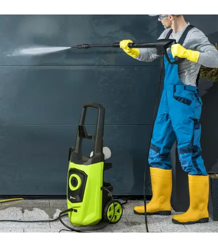 Hidrolimpiadora de Alta Presión 1800W con Accesorios Ángulo Ajustable y Parada Automática 33x31,5x80,5 cm Verde y Negro