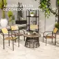 Juego de 4 Sillas de Jardín Exterior Apilables con Tela Transpirable Reposabrazos y Respaldo 58x65x85 cm Marrón Juego de 4 Sillas de Jardín Exterior Apilables con Tela Transpirable Reposabrazos y Respaldo 58x65x85 cm Marrón