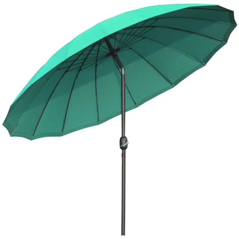 Sombrilla de Jardín Ø250x240 cm con Manivela Parasol con Ángulo Inclinable con 18 Varillas para Exterior Verde