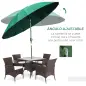 Sombrilla de Jardín Ø250x240 cm con Manivela Parasol con Ángulo Inclinable con 18 Varillas para Exterior Verde