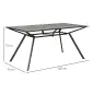 Mesa de Comedor de Exterior con Encimera Imitación Madera para 6 Personas con Estructura de Acero 160x90x73 cm Gris