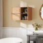 Armario de Baño de Pared con Compartimentos Abiertos y 2 Puertas Mueble de Baño Moderno 80x35x57,5 cm Natural