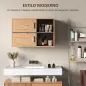 Armario de Baño de Pared con Compartimentos Abiertos y 2 Puertas Mueble de Baño Moderno 80x35x57,5 cm Natural