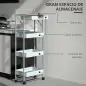 Carrito Auxiliar con Ruedas de 4 Niveles con Cajón Encimera y Cestas de Rejilla para Dormitorio Baño Cocina Verde Claro