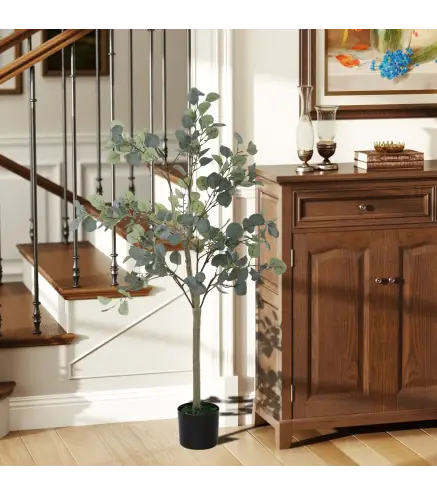 Planta Artificial Decorativa de 120 cm Eucaliptus Sintético con 230 Hojas en Maceta para Interior Verde