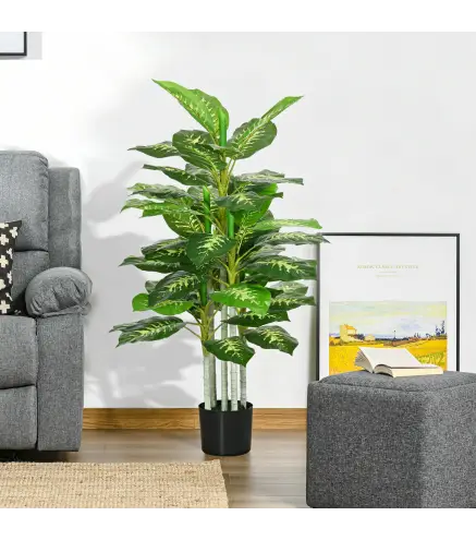 Aglaonema Artificial Planta Sintética de 120 cm con 53 Hojas Decoración para Hogar Oficina Verde