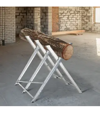 Caballete para Sierra Plegable Caballete Motosierra con Estructura Triangular de Metal Carga 100 kg 83x83x79 cm Plata