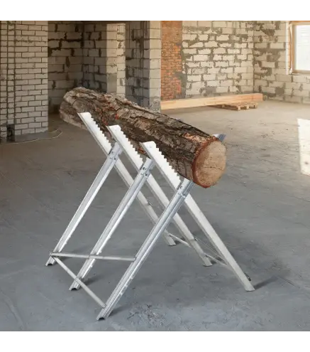 Caballete para Sierra Plegable Caballete Motosierra con Estructura Triangular de Metal Carga 100 kg 83x83x79 cm Plata