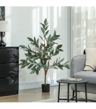 Árbol Artificial de Laurel 120 cm Decoración para Hogar Oficina Balcón Dormitorio Verde