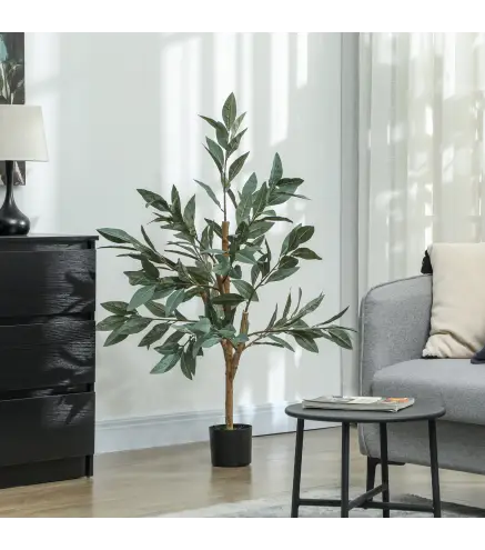 Árbol Artificial de Laurel 120 cm Decoración para Hogar Oficina Balcón Dormitorio Verde