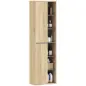 Columna de Baño de Pared Armario de Baño con Compartimentos Abiertos y 2 Puertas 40x24x141,5 cm Natural