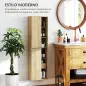Columna de Baño de Pared Armario de Baño con Compartimentos Abiertos y 2 Puertas 40x24x141,5 cm Natural