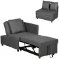 Sofá Cama de 1 Plaza con Respaldo Ajustable Sillón Cama Individual con Almohadas para Dormitorio Apartamento Gris