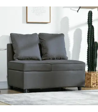 Sofá Cama de 1 Plaza con Respaldo Ajustable Sillón Cama Individual con Almohadas para Dormitorio Apartamento Gris