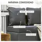 Sofá Cama de 1 Plaza con Respaldo Ajustable Sillón Cama Individual con Almohadas para Dormitorio Apartamento Gris
