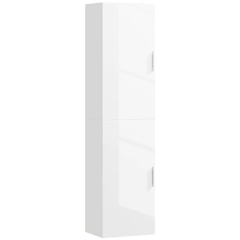 Columna de Baño de Pared con Estantes Ajustables y 2 Puertas Mueble de Baño Moderno 40x30x160 cm Blanco