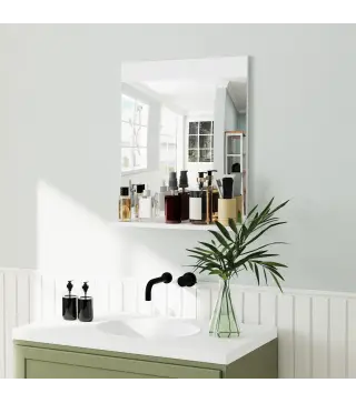 Espejo de Baño de Pared con Estante Abierto Espejo para Entrada Pasillo 50x12x60 cm Blanco