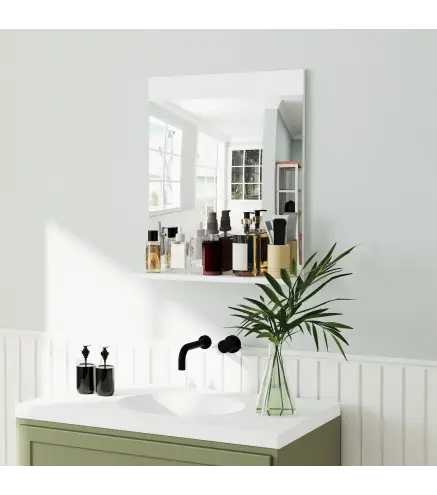 Espejo de Baño de Pared con Estante Abierto Espejo para Entrada Pasillo 50x12x60 cm Blanco