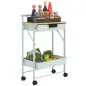 Carrito Auxiliar con Ruedas de 2 Niveles con Cajón Encimera y Cesta de Rejilla para Dormitorio Baño Cocina Verde Claro