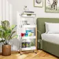 Carrito Auxiliar con Ruedas de 4 Niveles con Cajón Encimera y Cestas de Rejilla para Dormitorio Baño Cocina Blanco