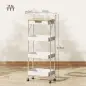 Carrito Auxiliar con Ruedas de 4 Niveles con Cajón Encimera y Cestas de Rejilla para Dormitorio Baño Cocina Blanco