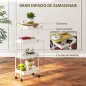 Carrito Auxiliar con Ruedas de 4 Niveles con Cajón Encimera y Cestas de Rejilla para Dormitorio Baño Cocina Blanco