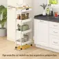 Carrito Auxiliar con Ruedas de 4 Niveles con Cajón Encimera y Cestas de Rejilla para Dormitorio Baño Cocina Blanco