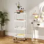 Carrito Auxiliar con Ruedas de 4 Niveles con Cajón Encimera y Cestas de Rejilla para Dormitorio Baño Cocina Blanco