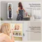 Espejo Joyero de Pared con Luces LED y Cerradura Armario de Joyas para Colgar en la Pared o en la Puerta Blanco