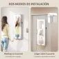 Espejo Joyero de Pared con Luces LED y Cerradura Armario de Joyas para Colgar en la Pared o en la Puerta Blanco