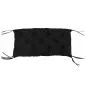 Cojín para Banco con Respaldo 100x98x8 cm de 2 Plazas con Cordones de Fijación para Jardín Terraza Balcón Exterior Negro