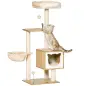 Árbol Rascador para Gatos con Plataforma Torre Escalador para Gatos con Hamaca Caseta Cama Postes 48x40x126 cm Beige