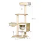 Árbol Rascador para Gatos con Plataforma Torre Escalador para Gatos con Hamaca Caseta Cama Postes 48x40x126 cm Beige