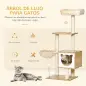 Árbol Rascador para Gatos con Plataforma Torre Escalador para Gatos con Hamaca Caseta Cama Postes 48x40x126 cm Beige