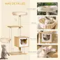 Árbol Rascador para Gatos con Plataforma Torre Escalador para Gatos con Hamaca Caseta Cama Postes 48x40x126 cm Beige