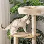 Árbol Rascador para Gatos con Plataforma Torre Escalador para Gatos con Hamaca Caseta Cama Postes 48x40x126 cm Beige