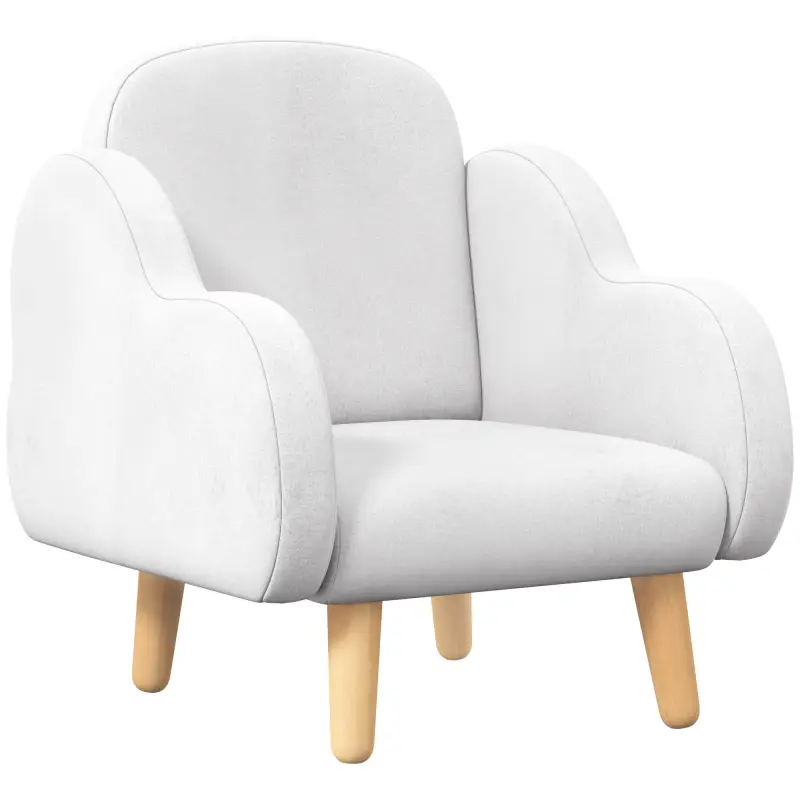 Sillón para Niños Sillón Infantil Diseño de Nube con Tacto Súper Suave para Niños de 18-36 Meses 46x51x55 cm Blanco