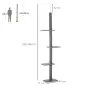 Árbol Rascador para Gatos de Suelo a Techo Torre para Gatos con Altura Ajustable 43x27x228-260 cm Gris