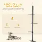 Árbol Rascador para Gatos de Suelo a Techo Torre para Gatos con Altura Ajustable 43x27x228-260 cm Gris