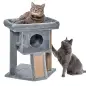 Árbol Rascador para Gatos Pequeños de 57 cm con Poste de Yute Rampa para Rascar Cama y Bola Colgante 40x40x57 cm Gris