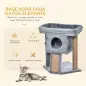 Árbol Rascador para Gatos Pequeños de 57 cm con Poste de Yute Rampa para Rascar Cama y Bola Colgante 40x40x57 cm Gris