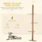 Árbol Rascador para Gatos de Suelo a Techo Torre para Gatos con Altura Ajustable 43x27x228-260 cm Marrón Claro y Beige