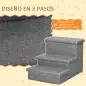 Escalera para Mascotas de 3 Peldaños Escalones para Perros Gatos con Espacio de Almacenamiento 63,5x42,5x40,5 cm Gris