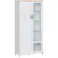 Alacena de Cocina Mueble Auxiliar de Cocina con Puerta de Vidrio y Estantes Ajustables para Comedor 76x36x160 cm Blanco Alacena de Cocina Mueble Auxiliar de Cocina con Puerta de Vidrio y Estantes Ajustables para Comedor 76x36x160 cm Blanco