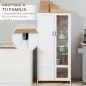 Alacena de Cocina Mueble Auxiliar de Cocina con Puerta de Vidrio y Estantes Ajustables para Comedor 76x36x160 cm Blanco Alacena de Cocina Mueble Auxiliar de Cocina con Puerta de Vidrio y Estantes Ajustables para Comedor 76x36x160 cm Blanco
