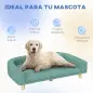 Sofá para Perros Grandes Cama Elevada para Perros con Cojín Lavable y Patas de Madera Carga 30 kg 98x67x25 cm Verde