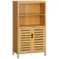 Mueble Auxiliar de Baño de Bambú Mueble de Baño con 2 Puertas 2 Estantes Abiertos y Patas Elevadas 50x29x92 cm Natural