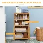 Mueble Auxiliar de Baño de Bambú Mueble de Baño con 2 Puertas 2 Estantes Abiertos y Patas Elevadas 50x29x92 cm Natural