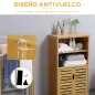 Mueble Auxiliar de Baño de Bambú Mueble de Baño con 2 Puertas 2 Estantes Abiertos y Patas Elevadas 50x29x92 cm Natural