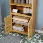 Mueble Auxiliar de Baño de Bambú Mueble de Baño con 2 Puertas 2 Estantes Abiertos y Patas Elevadas 50x29x92 cm Natural